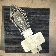 Industrial Wall/Ceiling Light Fixture, Metal Wire Cage Guard, Hook