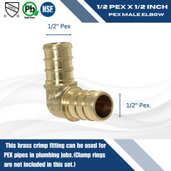 25 PIECES 1/2″ PEX ELBOW – BRASS CRIMP FITTINGS (LEAD-FREE)