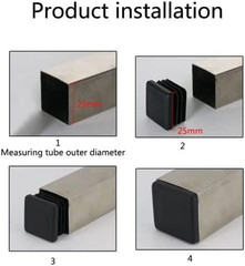 100 Pack 1 Inch Square Plastic Plug Tubing End Cap Durable Chair Glide
