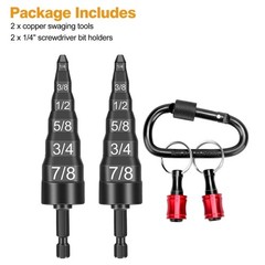 2PC Swaging Tube Expander Tool Drill Bit Set Air Conditioner Copper Pipe Flaring