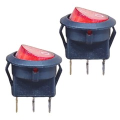 4PC For SPST 3 Pin ON/OFF Round Rocker Switch With Red Neon Lamp 10A/125VAC