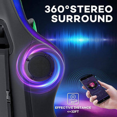Faux Leather Gaming Chair with Speakers and Massage Ergonomic Music Rhythm LED L