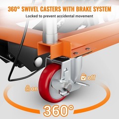 770 Lbs Hydraulic Double Scissor Lift Table 59″ Height Wheels Non Slip Orange