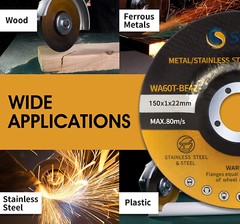Box of 100pcs 6″150MM Depressed Center Cut-Off Wheels for Metal &Stainless Steel