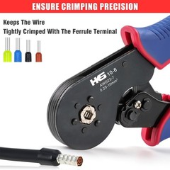Ferrule Crimping Tool AWG 23-7, Hexagonal Ratchet Self-Adjusting Crimper for