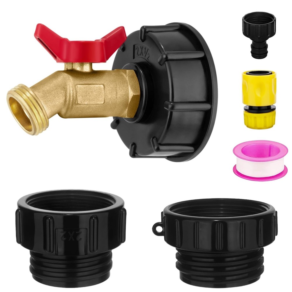 IBC Tote Garden Hose Adapter for 275–330 Gallon Tanks, Solid Brass IBC Tan
