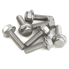 M6 x 30mm Flanged Hex Head Bolts Flange Hexagon Screws, M6-1.0 x 30mm, Silver