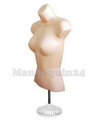 Flesh & Black Mannequin Female Torso Dress Forms Set with 2 Stands + 2 Hangers