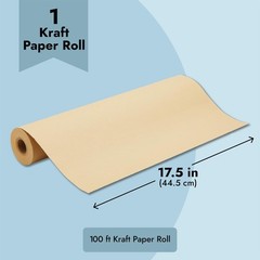 Brown Craft Paper Roll 17.5 Inch x 100 Ft Bulletin Board Butcher Wrapping Packin