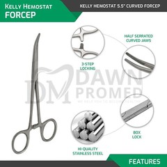 10 Kelly Hemostat Forceps 6.25″ Straight + Curved Locking Dental Fishing Plier