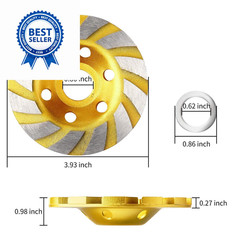 2 Pieces 4 Inch Concrete Stone Ceramic Turbo Diamond 4 inches, Yellow