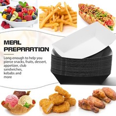 500 Pcs 3lb Paper Food Trays Disposable Paper Food Boats Black Paperboard Nacho