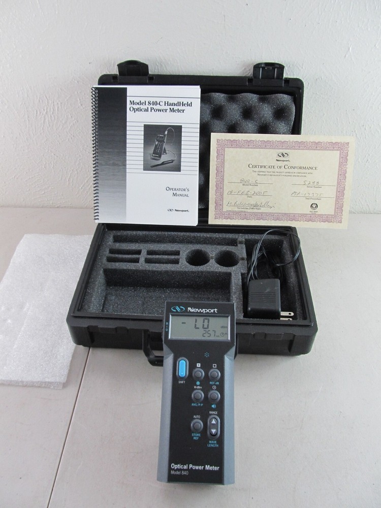 NEWPORT OPTICAL POWER METER MODEL 840 w/ Case, Power Adapter