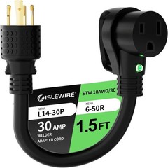 NEMA L14-30P to 6-50R Welder Adapter Cord 1.5FT, 4 Prong Twist-Lock Generator Pl