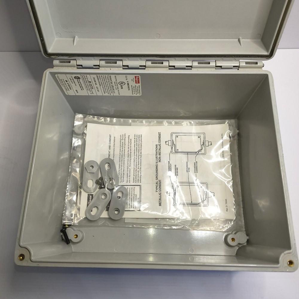 Hoffman A-1086CHSCFG Fiberglass Enclosure NEMA 4X 3R 12 13 10x8x6″ Open Box
