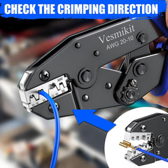 Crimping Tool for Non-Insulated Open Barrel Terminals-Awg 20-10 Ratchet Wire Cri