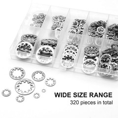 320Pcs Lock Washers 304 Stainless Steel Internal Star Washer Assortment Kit
