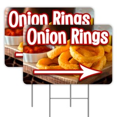 Onion Rings Arrow 2 Pack Double-Sided Yard Signs 16″ x 24″ with Metal Stakes (Ma