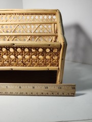 Vintage Bamboo & Rattan Cane Wood Surface Top Desk Top Letter Organizer