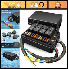 Waterproof 12V Relay Fuse Block – 8 Relay Slots, 12 ATC Fuses for Car Truck Boat