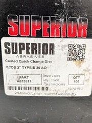 Superior Quick-Change Disc: Type S, 2″ Dia, 36 Grit, AO, Coated Qty 100 A015317