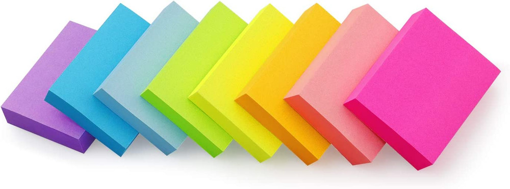 Sticky Notes 1.5×2 inch Bright Colors Self-Stick Pads 8 Pads/Pack 10