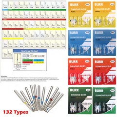 100 Types Dental FG Diamond Burs For High Speed Handpiece Friction Grip 50pcs