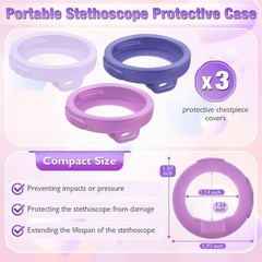 3 Pcs Silicone Chestpiece Covers for EKO CORE 500 Stethoscope Gradient Purple