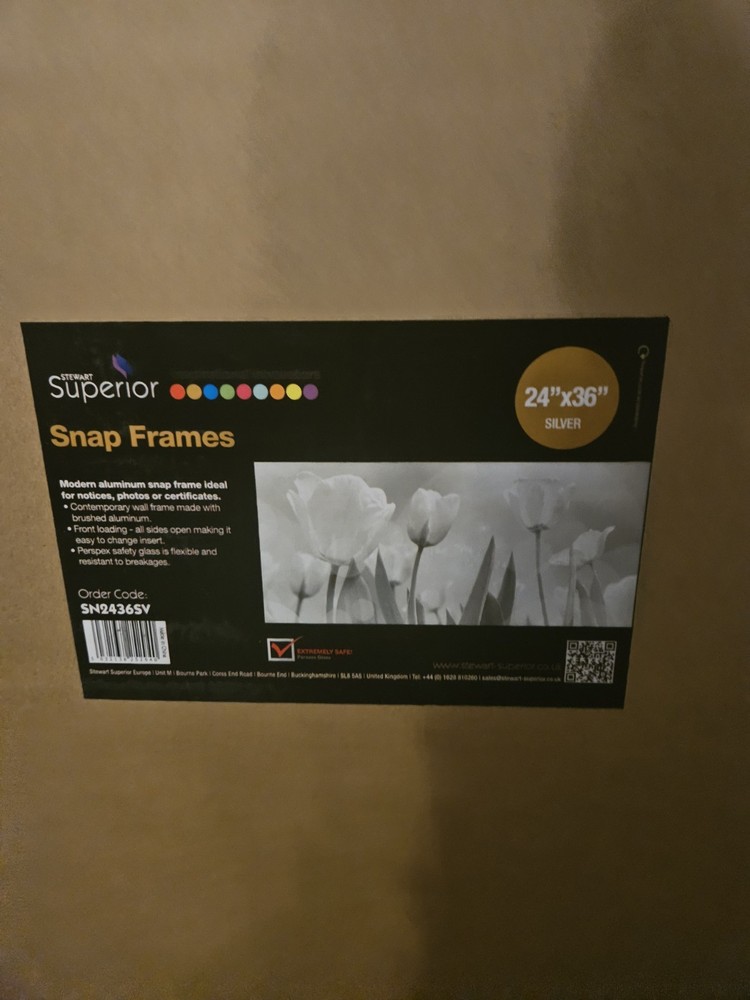 Stewart Superior Snap Frame 24×36 Silver Aluminum Wall Mounted Front Loading