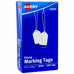 Avery 12204 Strung Marking Tags, 1-3/4 x 1-3/32″, White, Box of 1000