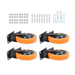 4 Pcs Orange With Locking Brake 6″ Heavy Duty Swivel Caster Wheels No Noise