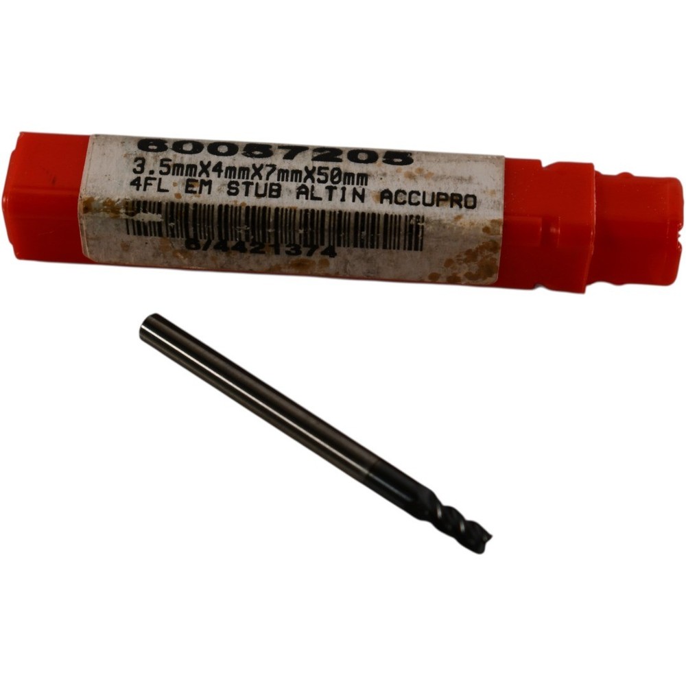 NEW Accupro 60057205 Carbide End Mill – 3.5mm Dia, 4 Flute, AlTiN Coated
