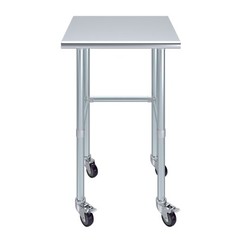 24 in. x 24 in. Stainless Steel Work Table Open Base & Wheels | Mobile Table