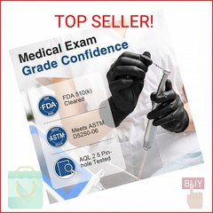 Schneider Black Vinyl Synthetic Exam Gloves, 4 Mil, Large, Disposable Gloves Lat