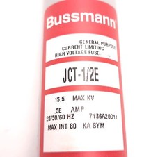 Cooper JCT-1/2E Medium Voltage Fuse, 15.5kV, 1.6″ Dia., 12.93″ Clip Center