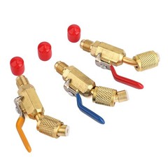 1/4″ SAE Angled Small Ball Valve 3PCS AC Refrigerant Charging Hoses