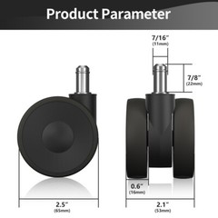 5PCS Office Chair 2.5″ Casters Heavy Duty Rubber Swivel Wheels Replacement