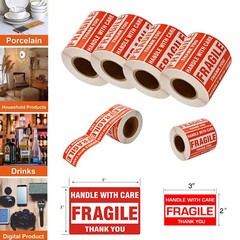 2000 Fragile Stickers 2×3 Handle with Care Thank You Warning Labels Mailing US