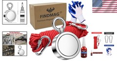 Ultimate 1000 lbs Double-Sided Neodymium Magnet Fishing Tool with Rope & Coating