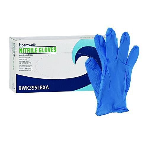 Boardwalk 395 Series Large Disposable Nitrile Gloves, 9.5″ Long, 2 Boxes of 100