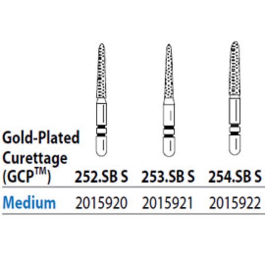 Medium Diamond Bur Short Shank 253.SB Gingival Curettage Pack of 5