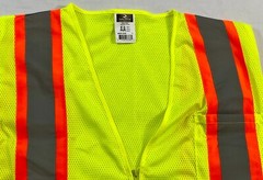 men’s neon yellow safety work vest size large mesh sleeveless zip front reflect