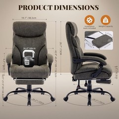 500lbs Big and Tall Office Chair with Footrest Wide Ergonomic Computer Chair