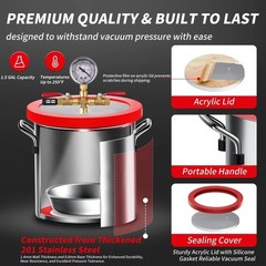 2 Gallon Vacuum Chamber, 201 Stainless Steel Degassing Chamber with Acrylic L…
