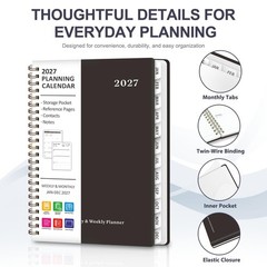 2027 Planner, Weekly and Monthly Calendar Planner Book, JAN 2027 – DEC 2027 | A5
