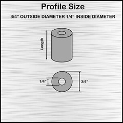 Aluminum Spacer 3/4″ OD x 1/4″ ID x Choose Your Length, Round Spacer Unthread…