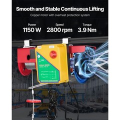 VEVOR Electric Hoist 110V Electric Winch 1320lbs with Wireless Remote Control