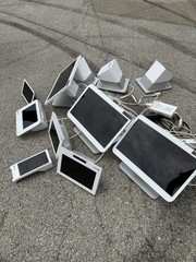 Clover POS Touchscreen Terminals Lot with Credit Card Readers & Power Adapters