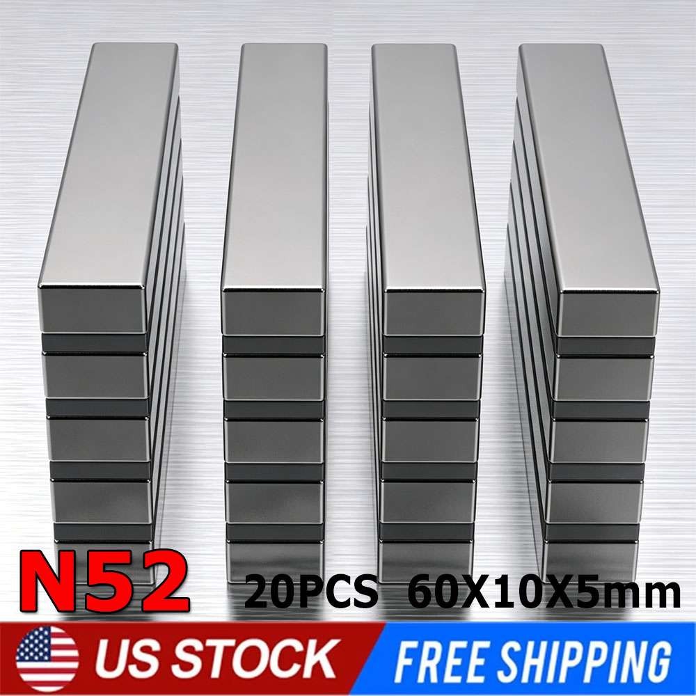 N52 Super Strong Rare Earth Neodymium Magnet Blocks 20PCS 60*10*5mm Big Magnet