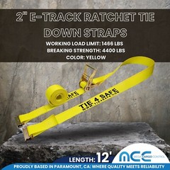 2″ x 12′ 16′ 20′ E-Track Ratchet Strap Truck Trailer Enclosed Cargo Van